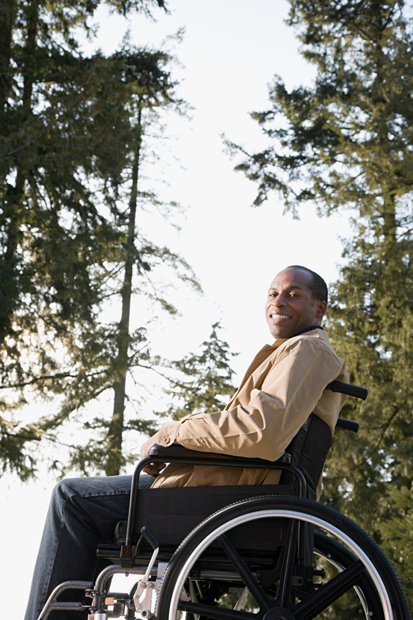 Disabled man using a wheelchair